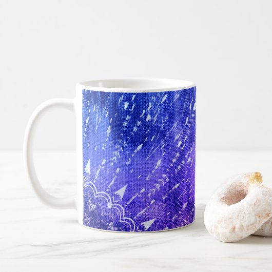 Mug Clouds Mandala bleu violet Boho Bohemian (Avec donut)