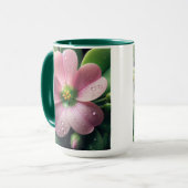Mug Clover Floral rose et vert Oxalis (Devant gauche)