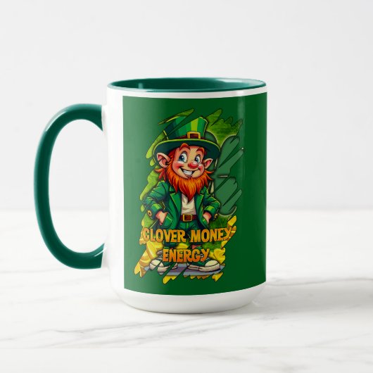Mug Clover Money Energy – Lucky Leprechaun - caneca (Gauche)