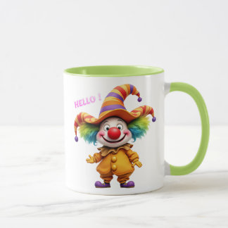 Mug Clown joyeux avec chapeau coloré.