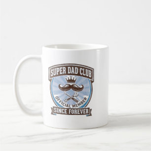 Mug Club Super Papa Emblème Moustache Bleue Vintage