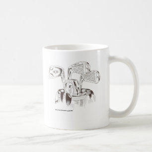 Mug Clubs de golf dans noir et le blanc (tasse)