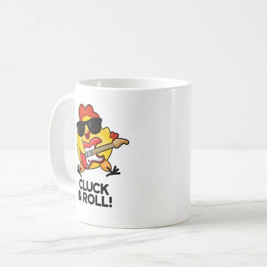 Mug Cluck And Roll Funny Rock n Roll Chicken Pun (Devant gauche)