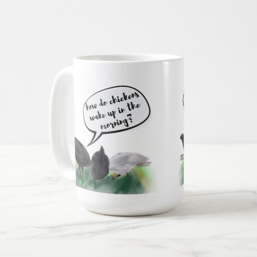 Mug Cluck d'alarme (Boutons de poulet stylisés et une  (Devant gauche)