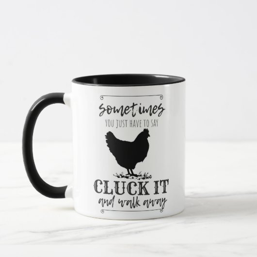 Mug CLUCK IT Humour poulet Typographie (Gauche)