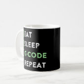 Mug CNC Machiniste Mangez le sommeil G Code Répétition (Devant gauche)