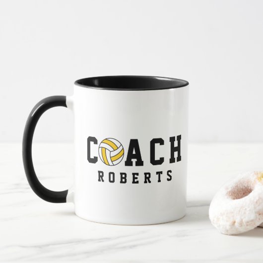 Mug COACH de volley-ball [nom personnalisé] (Avec donut)