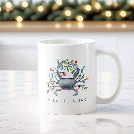 Mug Coastal Crab “Deck the Claws” Holiday