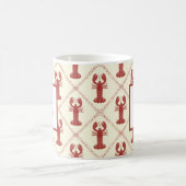 Mug Coastal Lobster Red Cream Diamond Initial Monogram (Centre)