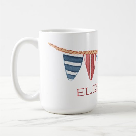 Mug Coastal Nautical Beach Flags Personalized (Gauche)
