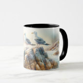 Mug Coastal Seagulls Watercolor Seascape (Devant droit)