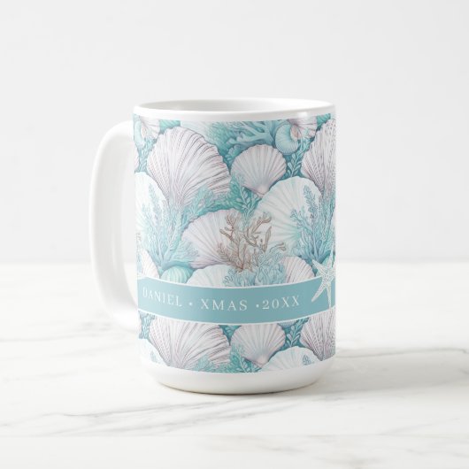 Mug Coastal Seashell & Coral Motif#3 ID1009 (Devant gauche)