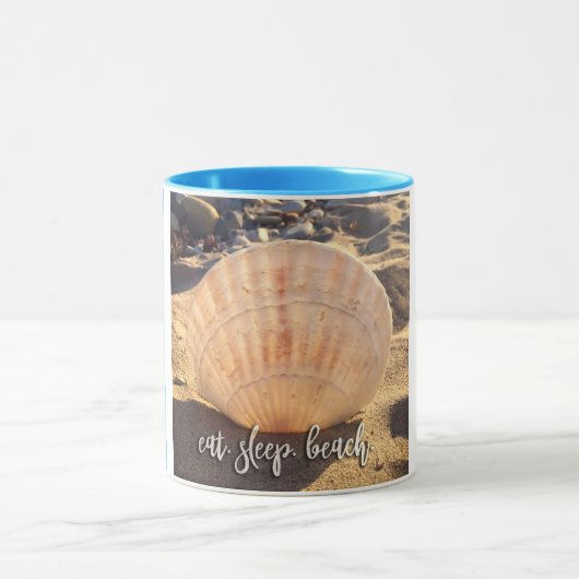 Mug Coastal Seashell Photo Manger Sleep Beach Script B (Centre)
