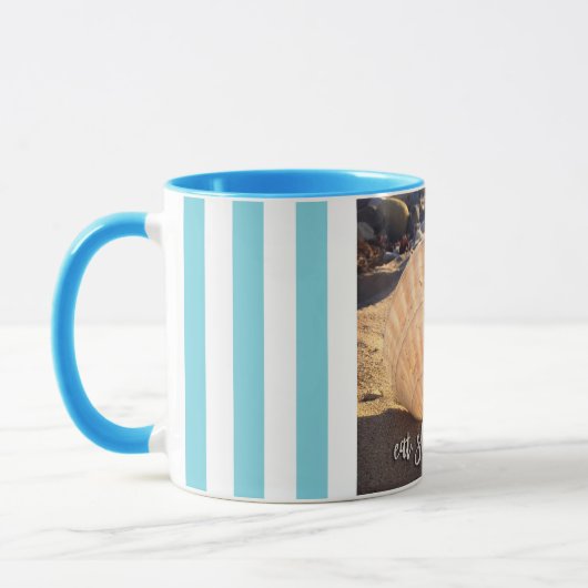 Mug Coastal Seashell Photo Manger Sleep Beach Script B (Gauche)
