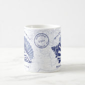 Mug Coastère Bleu Conch Coquillages Famille Monogramme (Centre)