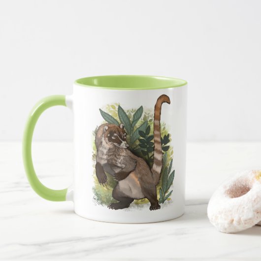 Mug Coatamundi ou Coati noir blanc (Avec donut)