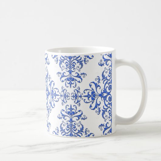 Mug Cobalt bleu et blanc Floral Damask Style Motif (Droite)