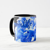 Mug Cobalt bleu floral élégant bleu hydrangées (Devant gauche)