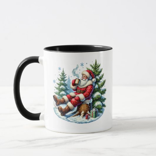 Mug Coca de Noël festif Père Noël ajouter monogramme (Gauche)