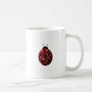 Mug Coccinelle rouge foncé faux paillettes scintillant