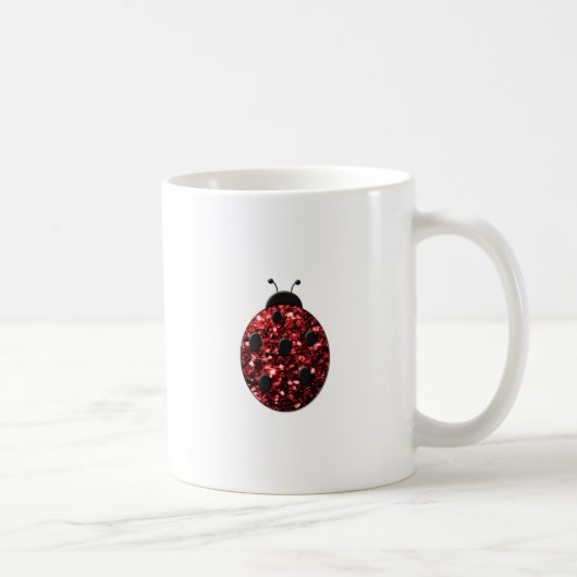 Mug Coccinelle rouge foncé faux paillettes scintillant (Droite)