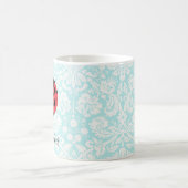 Mug Coccinelle turquoise de motif de damassé (Centre)