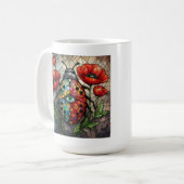 Mug Coccinelle vitrail fleur de pavot vibrant insecte (Devant gauche)