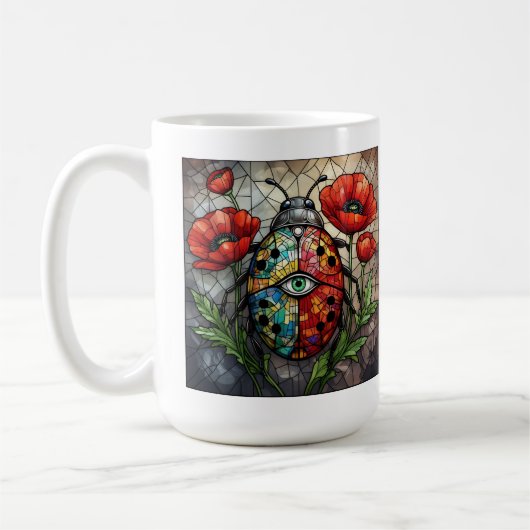 Mug Coccinelle vitrail fleur de pavot vibrant insecte (Gauche)