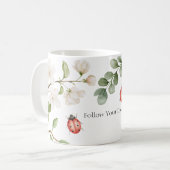 Mug Coccinelles Fleurs Blanches (Devant gauche)