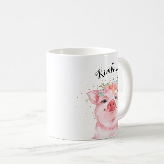 Mug Cochon d'aquarelle Whimsical (Devant droit)