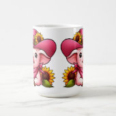 Mug Cochon de dessin avec Casquette rose et tournesol (Centre)