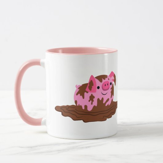 Mug Cochon de dessin mignon dans la boue (Gauche)