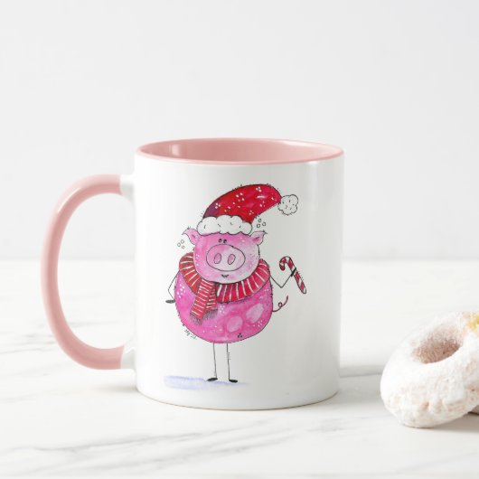 Mug Cochon de Noël lunatique (Avec donut)