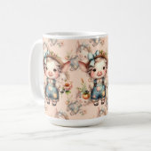 Mug Cochon fermier mignon dans les salons avec fleurs (Devant gauche)