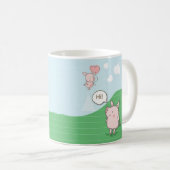 Mug Cochon Flottant mignon Dit Bonjour (Devant droit)