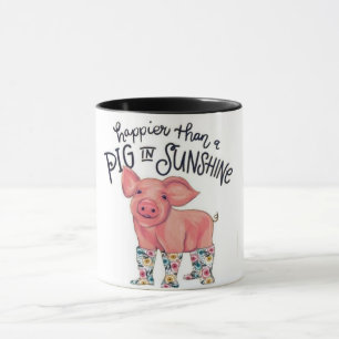 Mug Cochon Mélange/Plus Heureux Qu'Un Cochon Au Soleil