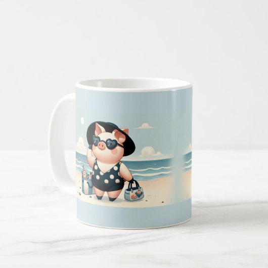 Mug Cochon mignon en maillot de bain Polka Dot à la pl (Devant gauche)