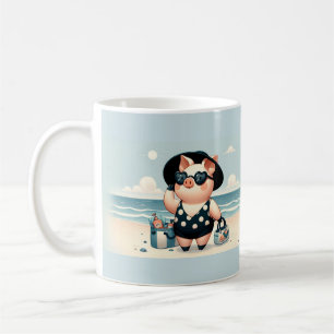 Mug Cochon mignon en maillot de bain Polka Dot à la pl