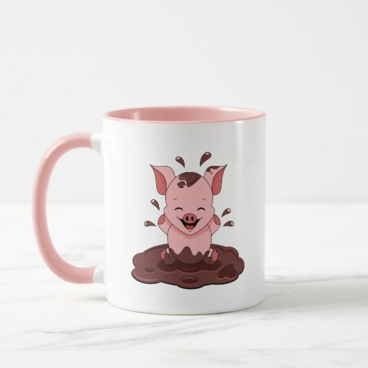 Mug Cochon mignon jouant dans la boue (Gauche)