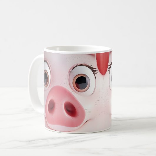 Mug Cochon mignon Rose nez Visage animal (Devant gauche)