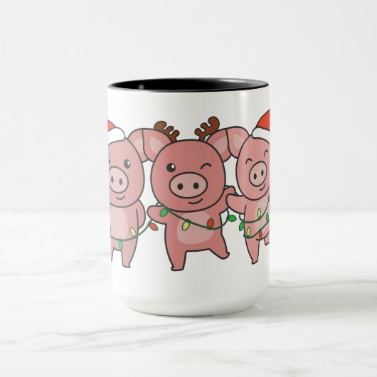 Mug Cochon Noël Animaux de Noël Cochons (Centre)