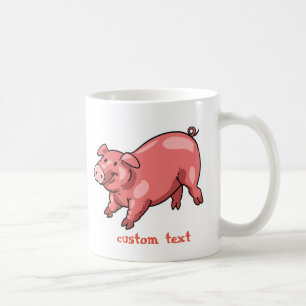 Mug cochon rose drôle dessin animé texte personnalis