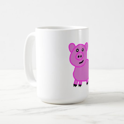 Mug Cochon rose mou à long queue (Devant gauche)