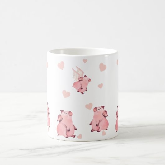 Mug Cochon volant mignon ailes roses roses (Centre)