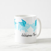 Mug Cochons volants mignons avec ailes Turquoises en v (Devant droit)