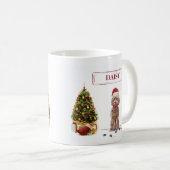 Mug Cockapo Brown Funny Chien de Noël et Arbre (Devant droit)