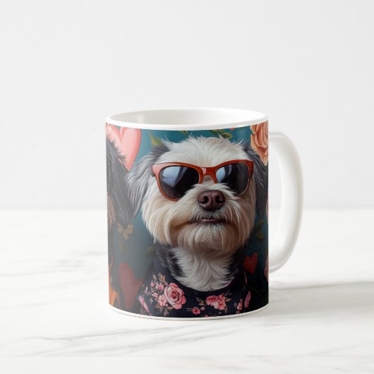 Mug Cockapoo aux roses du cœur pour la Saint-Valentin (Devant droit)
