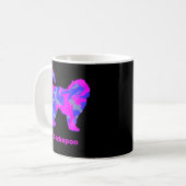 Mug Cockapoo Chien Silhouette Fou Rose Chaud Noir (Devant gauche)