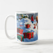 Mug Cockapoo courant dans la neige avec un chapeau de  (Gauche)