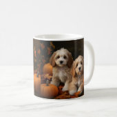 Mug Cockapoo Puppy Citrouille d'automne (Devant droit)